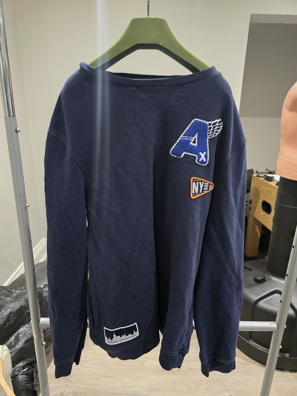 Armani Exchange Navy Blue Crewneck with Athletic Patches